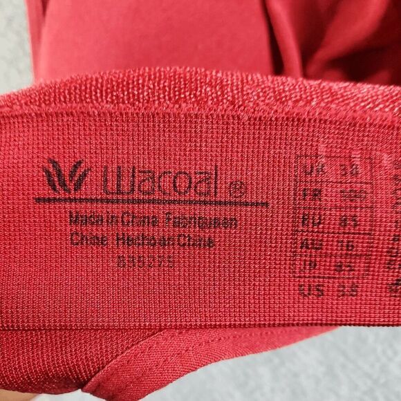 Wacoal Sports Bra Womens 38 Red Stretch Non-Padded Comfortable Full Coverage - Picture 3 of 7
